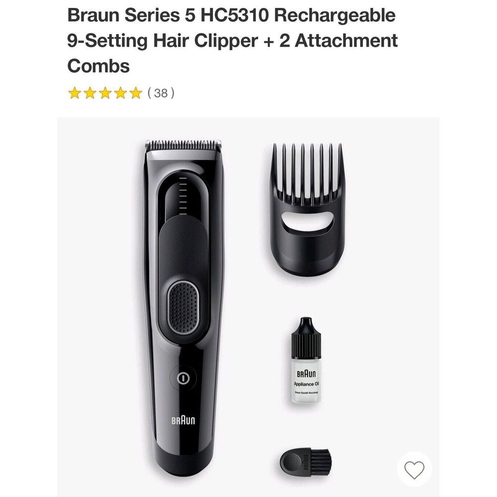 BRAUN SERIES 5 HC5310 9 SETTING HAIR‎ CLIPPERS + 2 ATTACHMENTS